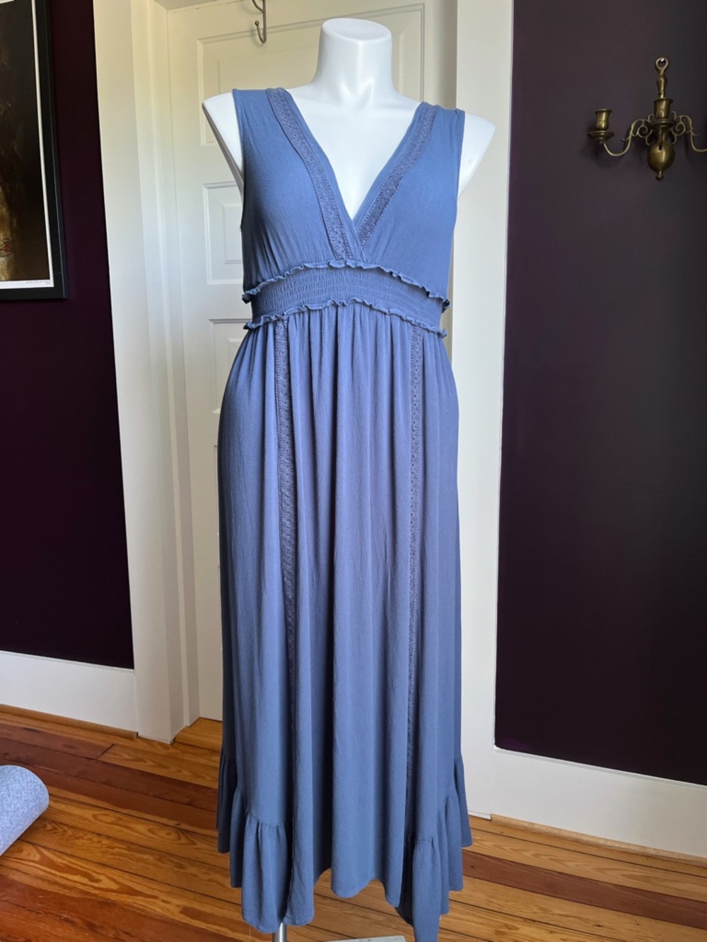 Blue lace maxi dress